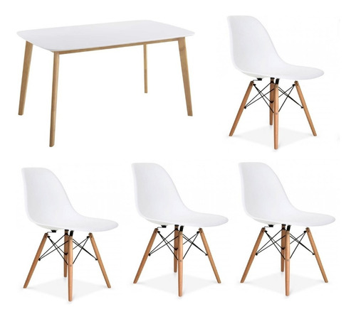 Juego Comedor Mesa 140 X 80 Claire + 4 Sillas Eames