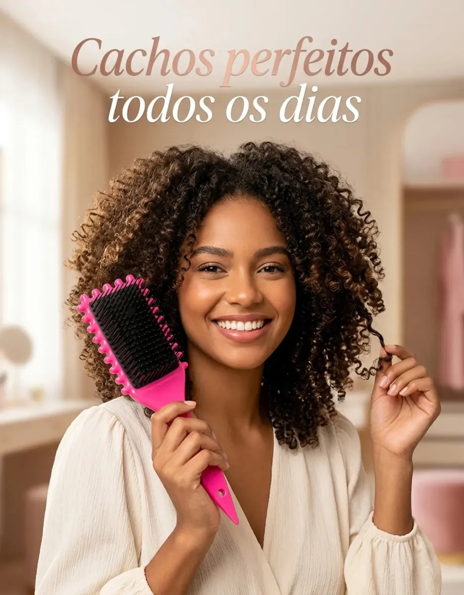 Escova Raquete Profissional para Fitagem Cachos Definidos e Modelados