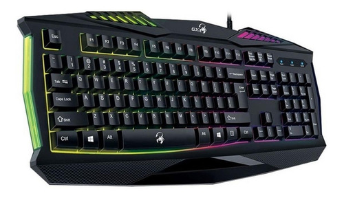 Imagen 2 de 3 de Teclado gamer Genius GX Gaming Scorpion K220 QWERTY español color negro con luz de 7 colores
