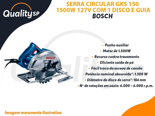 Imagem 6 de 7 de Serra Circular Bosch Gks 150 Std 1500w 127v Ou 220v