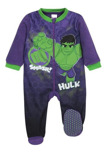 Pijama Bebé Niño Polar Entero Morado Marvel Hulk