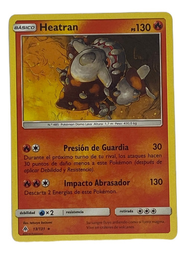 Heatran Carta Pokémon Original Tcg Español 013/131