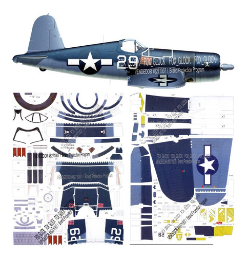 F4u-1a Corsair Escala 1.33 Papercraft Sin Error + Color