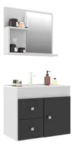 Comprar Mueble De Baño Aereo Con Bacha Pileta + Botiquin + Espejo Cantidad De Agujeros Para Grifería Un Agujero Bacha Blanco Mueble Blanco-negro