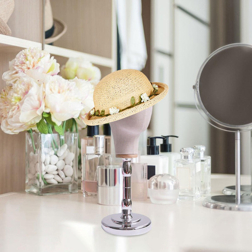 Soporte Para Cabeza De Peluca, Modelo De Base Beige W Argent