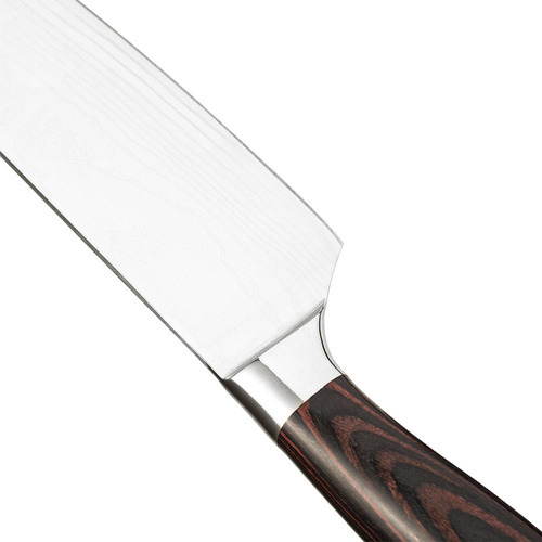 Faca Chef De Aço Inox Damascus Cabo Madeira 33cm Mimo Style Cor Marrom-escuro