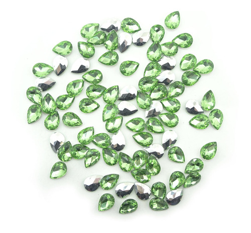 Hand Adorno Para Coser Forma Lagrima Cristal Verde Tono