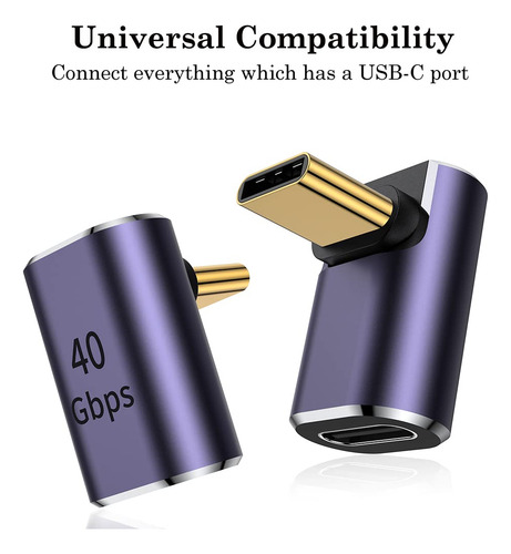 Adaptador Auvipal Usb C Macho A Hembra En Ángulo Recto De 90