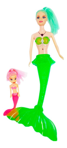 Muñeca De Juguete Sirena Y Sirenita Con Luces Niñas 2 En 1