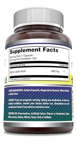 Amazing Formulas Ácido Alfa Lipoico Ala 600 Mg Cápsulas Su