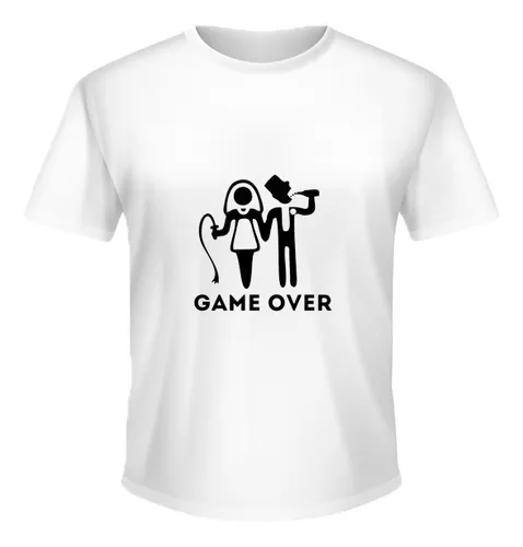 Camiseta Unissex Game Over Casamento Meme Gamer Geek Nerd