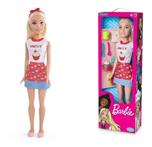 Boneca Barbie Large Profissões Confeiteira Com Acessórios