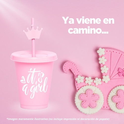 60 Vasos Reusables Con Popote Para Bebida Fría Mini 16 Oz Color Rosa pastel