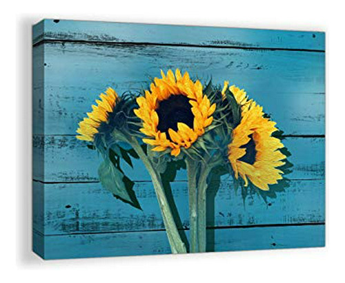 Cuadro Baño Rústico Girasoles 12x16