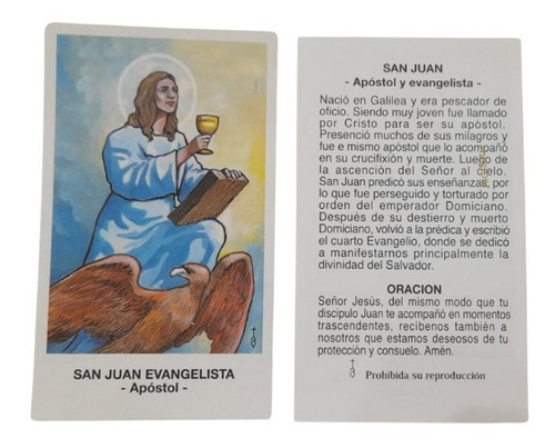 Estampas San Juan Evangelista Apóstol Santo Santoral X 100
