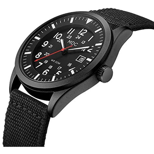 Reloj De Pulsera Analógico Militar Negro Para Hombres, Reloj