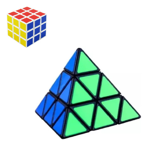 Imagen 2 de 6 de Cubo Magico Piramide Triangular 3x3 Con Mini Cubo 3x3