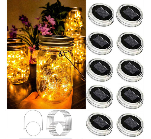 Eigreen Mason Lights Solar Jar Farol Lampara 10 Pack 30led