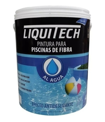 Liquitech Pintura Al Agua Para Pileta De Fibra 4 Litros