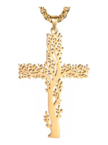 Cadena Con Cruz Enchapado Oro 18k, 50%off