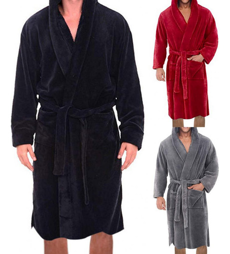 Bata De Dormir Elegante Con Capucha Para Hombre, Bata De Bañ