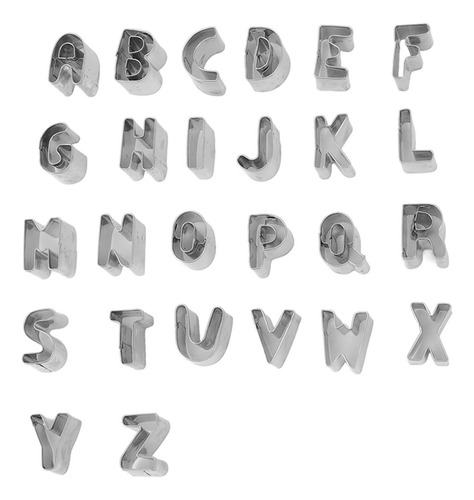 Alphabet Cutters, 26 Unidades, Capital, Acero Inoxidable