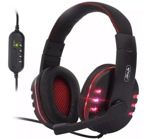 Fone Headset Gamer Usb Led Microfone Kp-359 Knup Vermelho