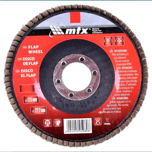 Kit 10 Discos Lixa Desbaste Tipo Flap 4.1/2 Grão 120 Mtx