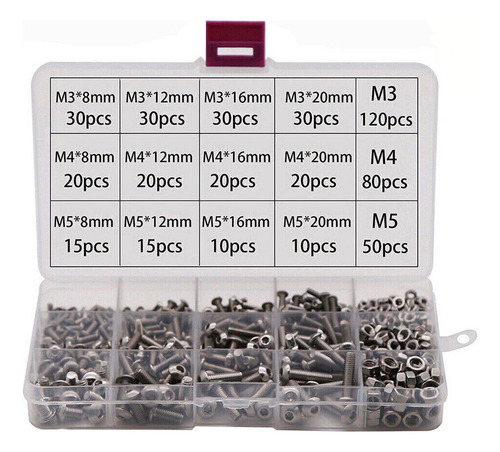 Para Tornillos Cabeza Hexagonal Pernos Tuercas Kit Plana