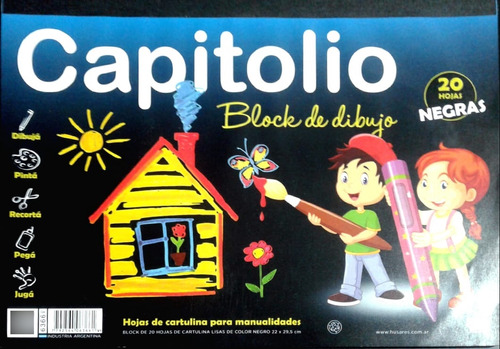 Block De Dibujo Negro 20 Hojas 22x29,5cm Capitolio Por Unida