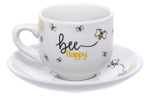 Jogo De Xicara Porcelana Para Cafe Hee Happy Com 12 Pçs 90ml