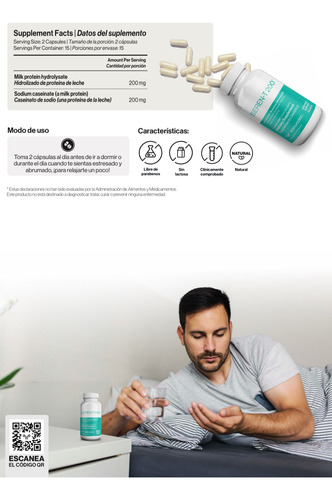 Serent-200 - Suplemento Para Reducir Estrés Y Mejorar Sueño Sin Sabor