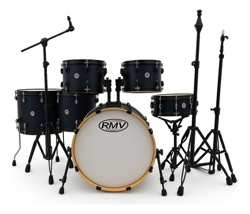 Bateria Rmv Color 22 2 Tons 2 Surdos 3 Suportes Azul Escuro