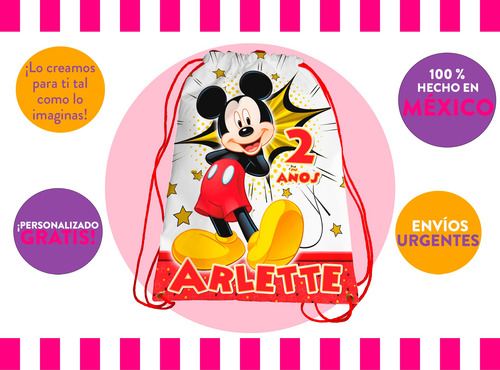 Recuerdo Morralito Fiesta Mickey Y Minnie Personalizados 60u