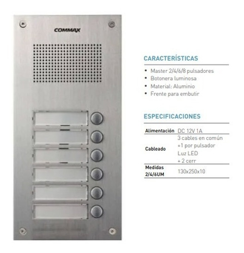 Imagen 3 de 5 de Portero Electrico Commax 18 Dptos / Timbres Incluye Fuente