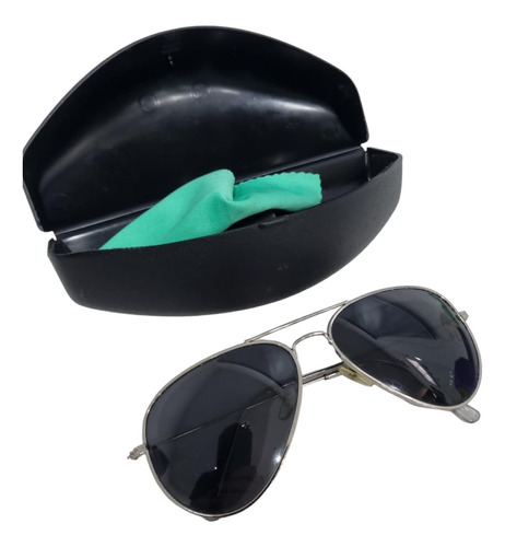 Lentes De Sol Aviador Hombre + Estuche Proteccion Uv 400