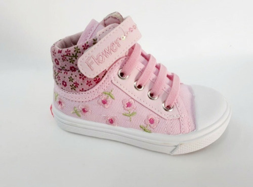 Tênis Bota Infantil Chique Top Lona Rosa Primeiros Passos