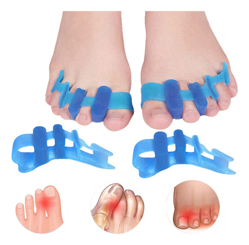 3 Par Separador Dedos Silicona Corrector Juanetes Pedicura F Color Azul