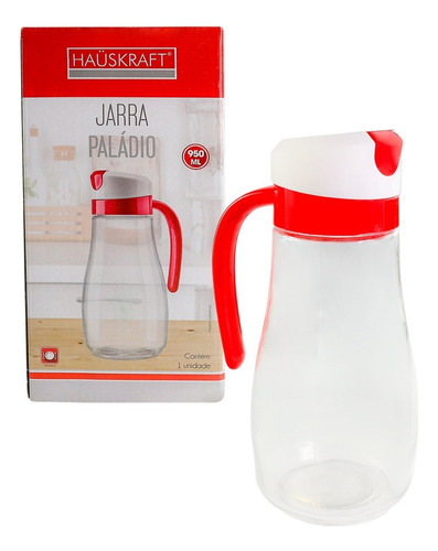 Jarra Paládio De Vidro Com Alça Tampa Multiuso 900ml