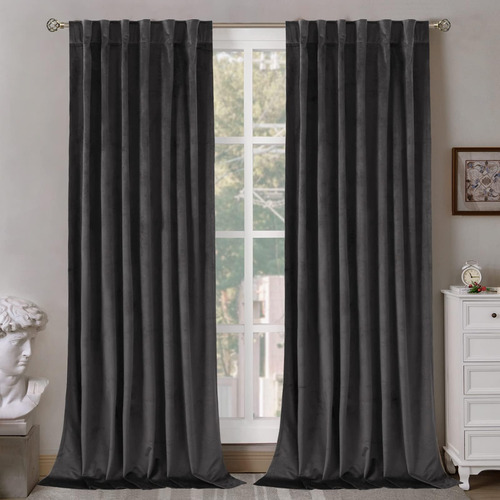 Bgment Cortinas Opacas De Terciopelo Gris Para Sala De Estar