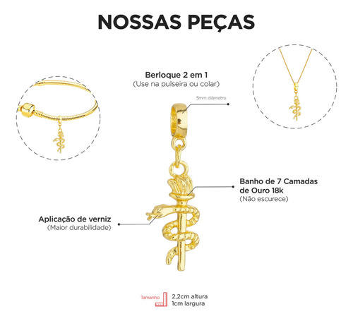 Berloque Profissão Odontologia Banhado A Ouro 18k Premium