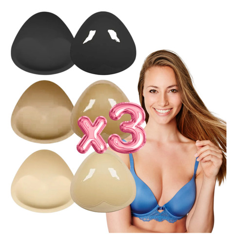 3 Par Copas Almohadillas Push Up Levanta Traje De Baño