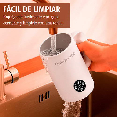 Espumador Calentador Batidor De Leche Novohome 4 En 1 Acero Inoxidable 500ml Color Blanco