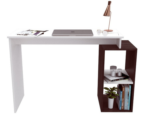 Escritorio Moderno Bicolor Wengue / Blanco Home Office Ejv02