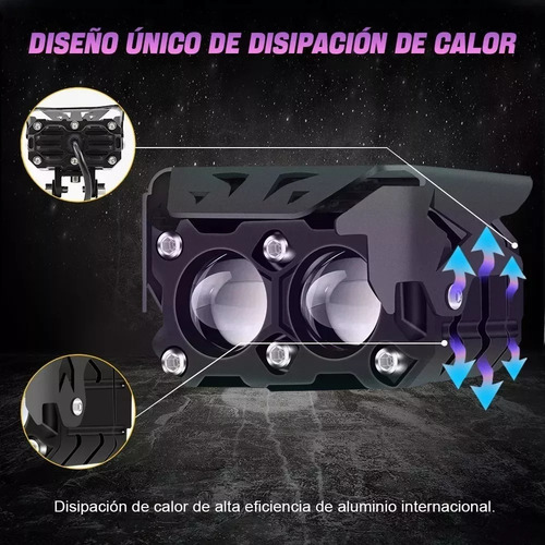 Kits De Faros Lupa Doble Color Spot Para Auto Moto 48000lm