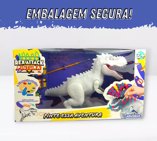 Brinquedo Boneco Dinossauro Colorir C/6 Tinta Átoxico Pincel