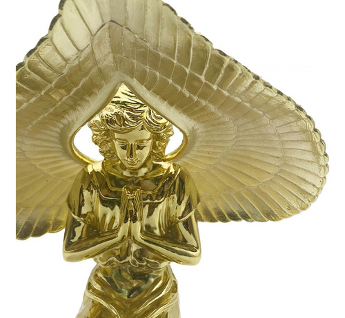 . Anjo Metal Ajoelhado Orando Estátua Cor Dourada Prateleira
