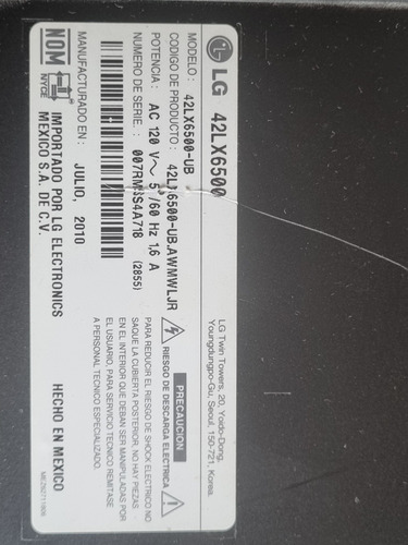 Sensor Ir Para Tv Pantalla Lg 42lx6500 (Usado)
