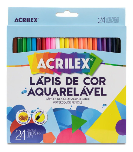 Lápis De Cor Aquarelável 24 Cores + 1 Pincel+1brussh Acrilex