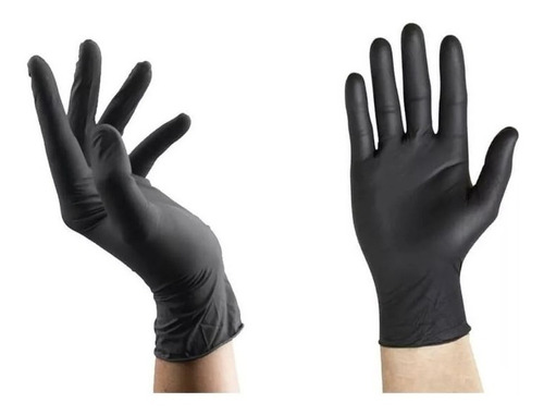 Guantes De Examinacion De Nitrilo Negros Caja X100 Unidades!